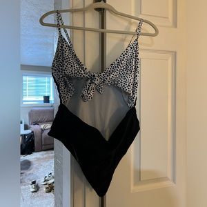 Animal Print Tie-front One-piece Swimsuit Size XL